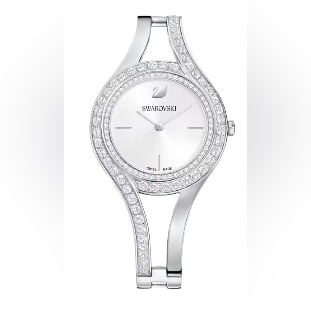 Ladies Silver Tone Watch with Crystals